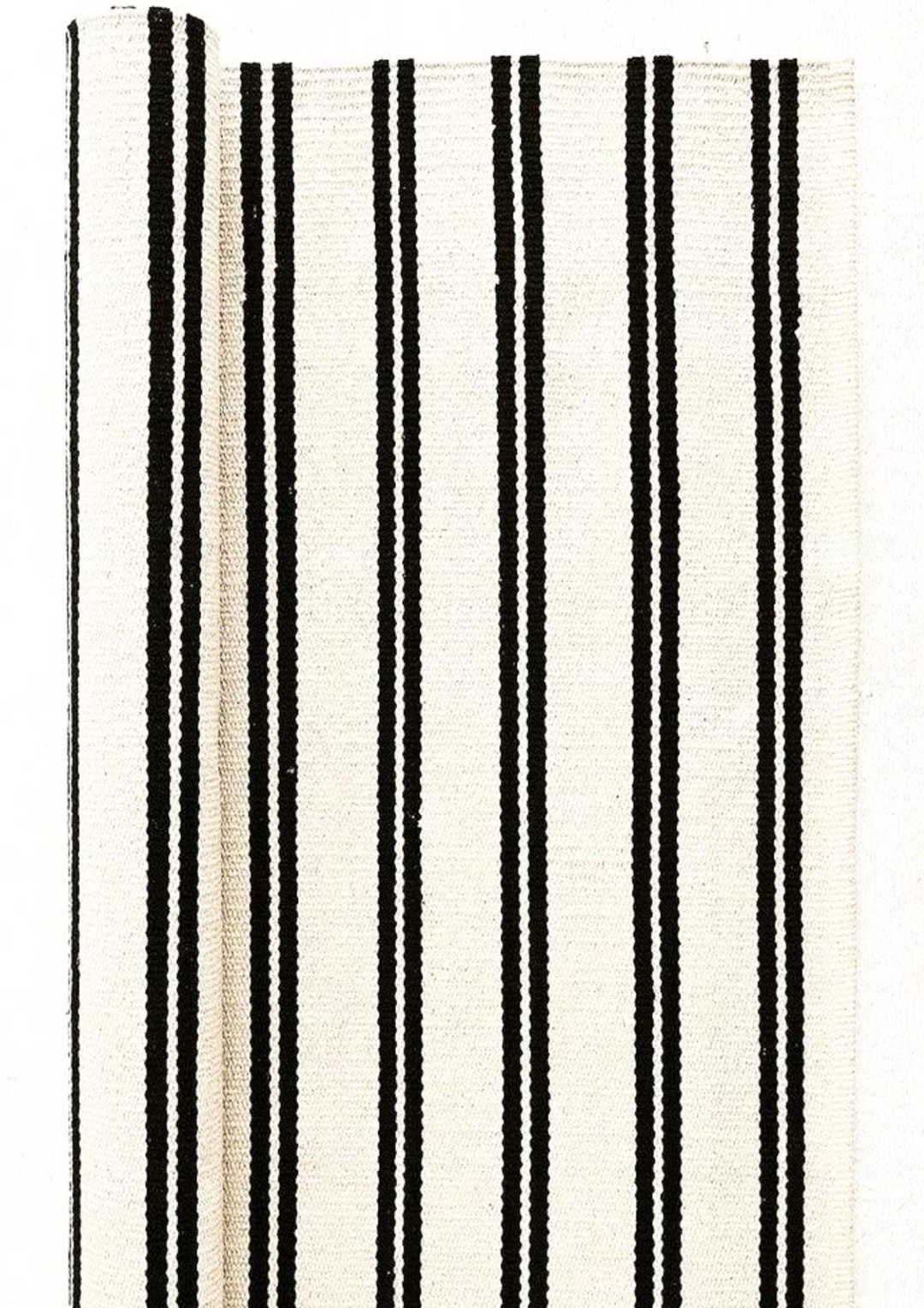 Cotton Handwoven Rug White & Black Stripe
