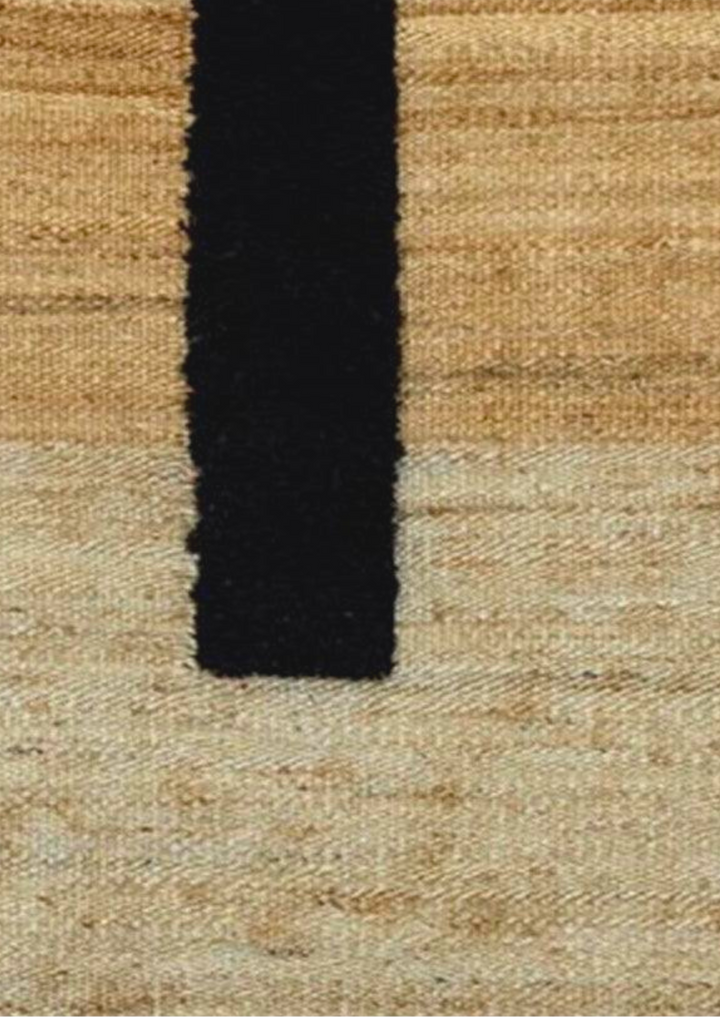 Jute & Wool Hand Knotted Carpet Linear in Natural & Black | Handmade Carpets & Rugs by Humminghaus