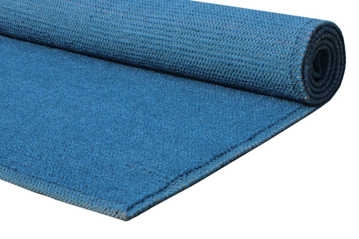 Woollen Handwoven Rug Loop - Blue and Olive | Handmade Carpets & Rugs
