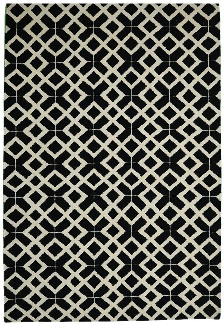 Handcrafted Wool Rug Sumak Tex Black And White, perfect for versatile interiors.