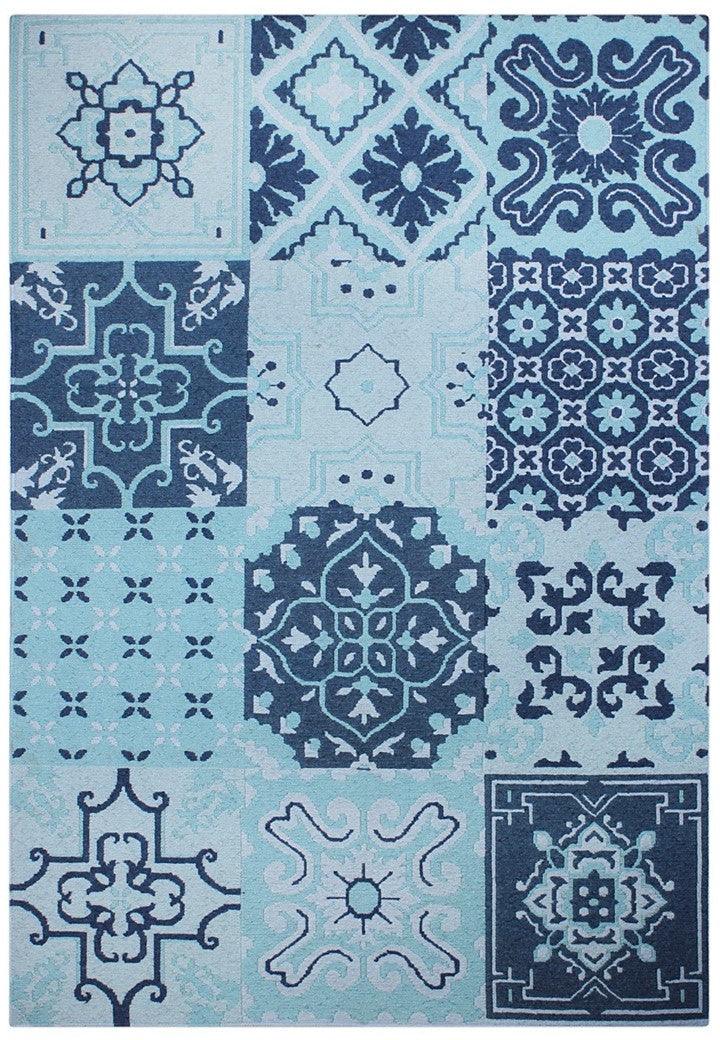 Handmade Woollen Sumak Persian Blue Carpet - Premium Quality | Humming Haus